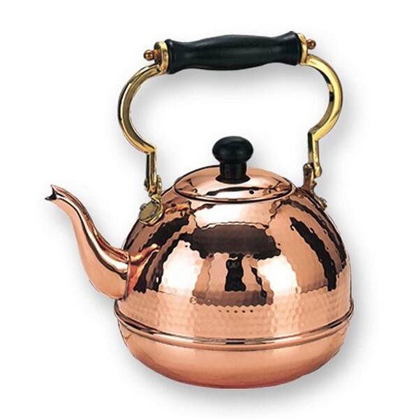 Old Dutch 2 qt. Decor Copper Hammered Tea Kettle with Wood Handle -DISCONTINUED