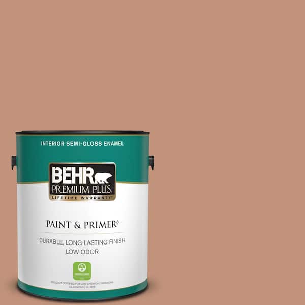 BEHR PREMIUM PLUS 1 gal. #ICC-101 Florentine Clay Semi-Gloss Enamel Low Odor Interior Paint & Primer
