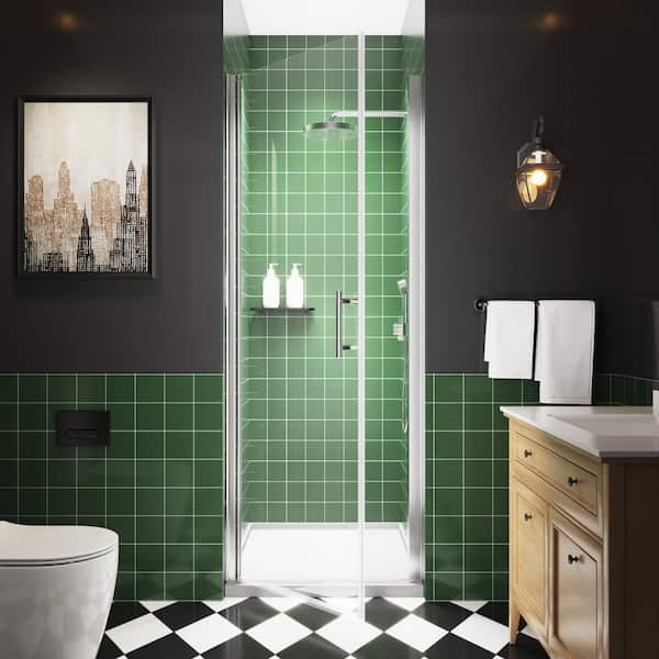 Wynnt 30-31.5 in. W x 72 in. H Frameless Pivot Shower Door in Chrome with 1/4 in. Clear Tempered Glass Shower Door