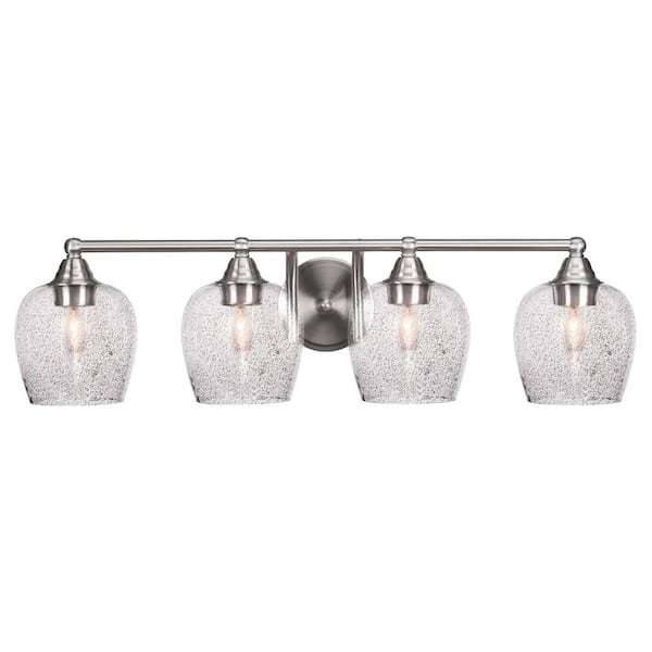 Unbranded Madison 7.75 in. 4-Light Bath Bar, Brushed Nickel, Smoke Bubble Glass Vanity Light