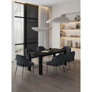 Rockaway and Flor 7-Piece Black Solid Wood Top Dining Room Set Seats 6
