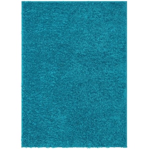 Elle Basics Emerson Solid Shag Teal 6 ft. 7 in. x 9 ft. 6 in. Area Rug