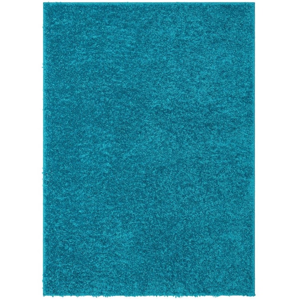 Well Woven Elle Basics Emerson Solid Shag Teal 6 ft. 7 in. x 9 ft. 6 in. Area Rug