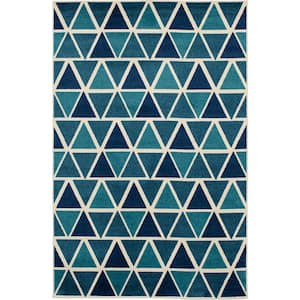 Patio Brights Blue 6 ft. x 9 ft. Triangles Polypropylene Indoor/Outdoor Area Rug