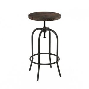 34.25 in. Adjustable Modern Backless Metal Swivel Bar Stool with Wooden Seat