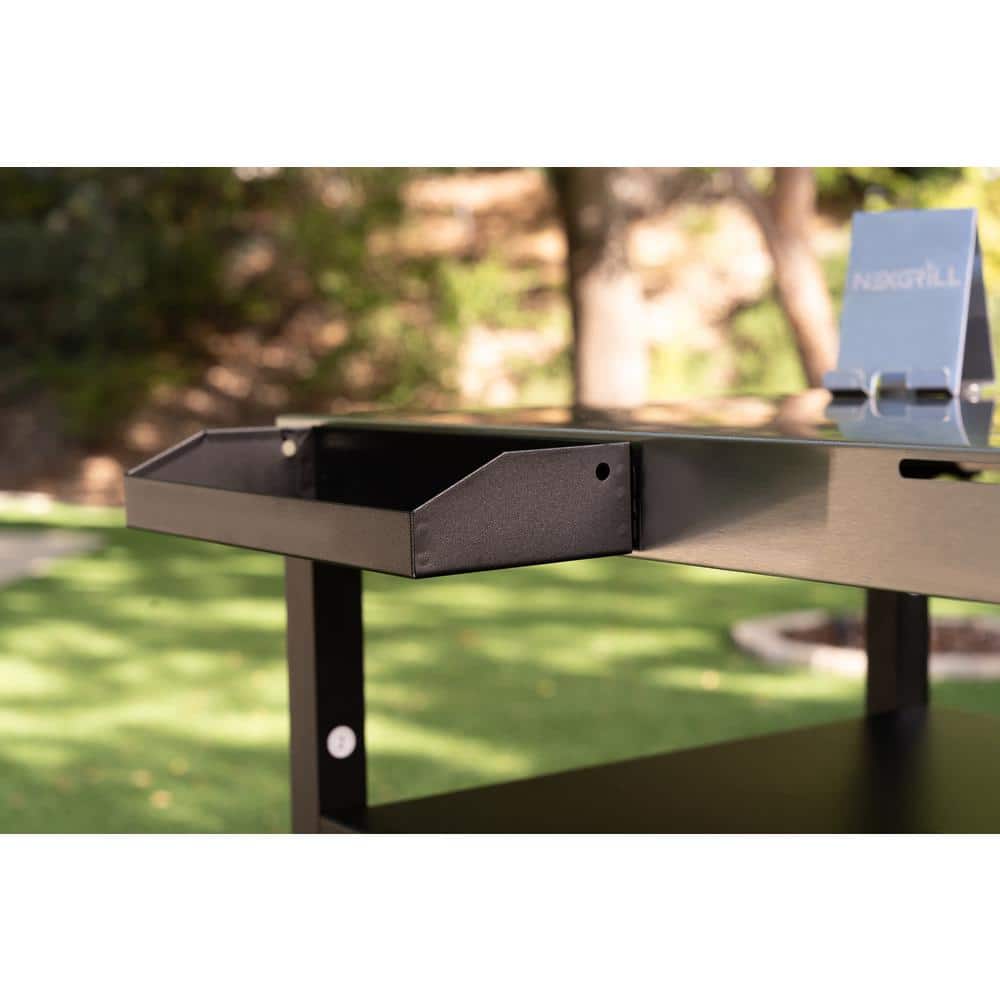 Nexgrill Stainless Steel and Black Outdoor Food Prep Cart