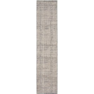 Nyle Ivory Blue 2 ft. x 12 ft. Vintage Persian Kitchen Runner Area Rug