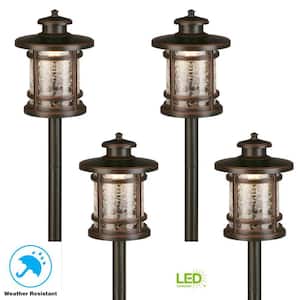 Birmingham Low Voltage Oil Rubbed Bronze Integrated LED Outdoor Landscape Path Light with Crackled Shade (4-pack)