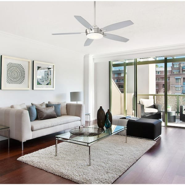 Espace 52 in. Integrated LED Indoor Brushed Nickel Ceiling Fan with Light with Remote Control