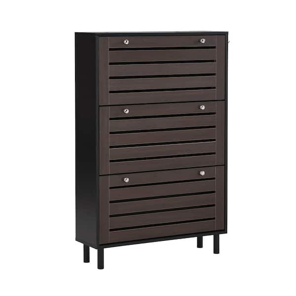 Harper & Bright Designs 47.2 in. H x 47.2 in. W Black Wood Shoe Storage  Cabinet with 4 Flip Drawers, Adjustable Shoe Racks, Grain Pattern Top  LXY038AAB - The Home Depot