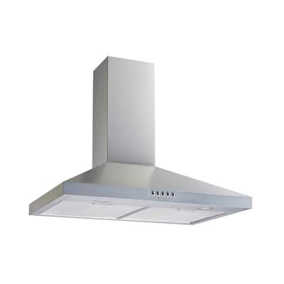 30 in. Convertible Wall Mount Range Hood in Stainless Steel with Mesh Filters and Push Button Control