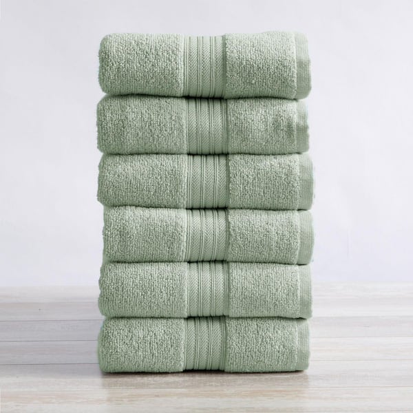 FRESHFOLDS Seagreen Soft Cotton Classic 6-Pack Hand Towel Set
