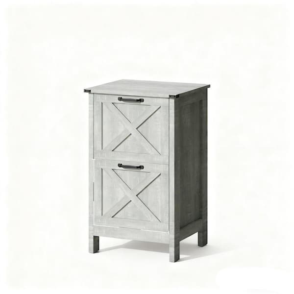 2-Drawer Light Gray Wood 18.1 in. W Vertical File Cabinet, Filing Cabinet, Printer Stand for Letter/A4 Size Files