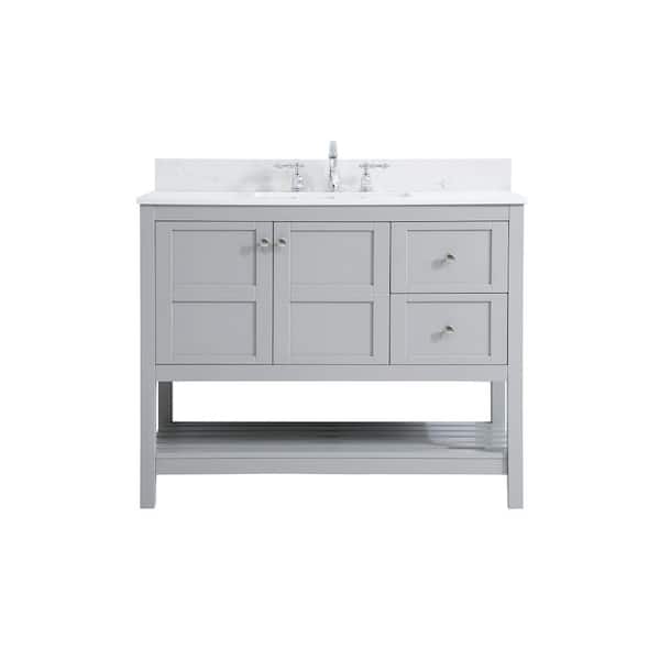 Unbranded Simply Living 42 in. W x 22 in. D x 34 in. H Bath Vanity in Gray with Calacatta White Engineered Marble Top