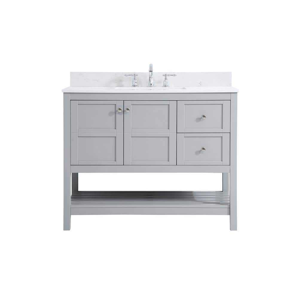 Timeless 42 in. W Single Bath Vanity in Gray with Engineered Stone Vanity T