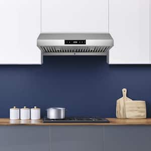 30 in. Ducted Under Cabinet Range Hood with 3-Way Venting Changeable LED Powerful Suction in Black Stainless Steel