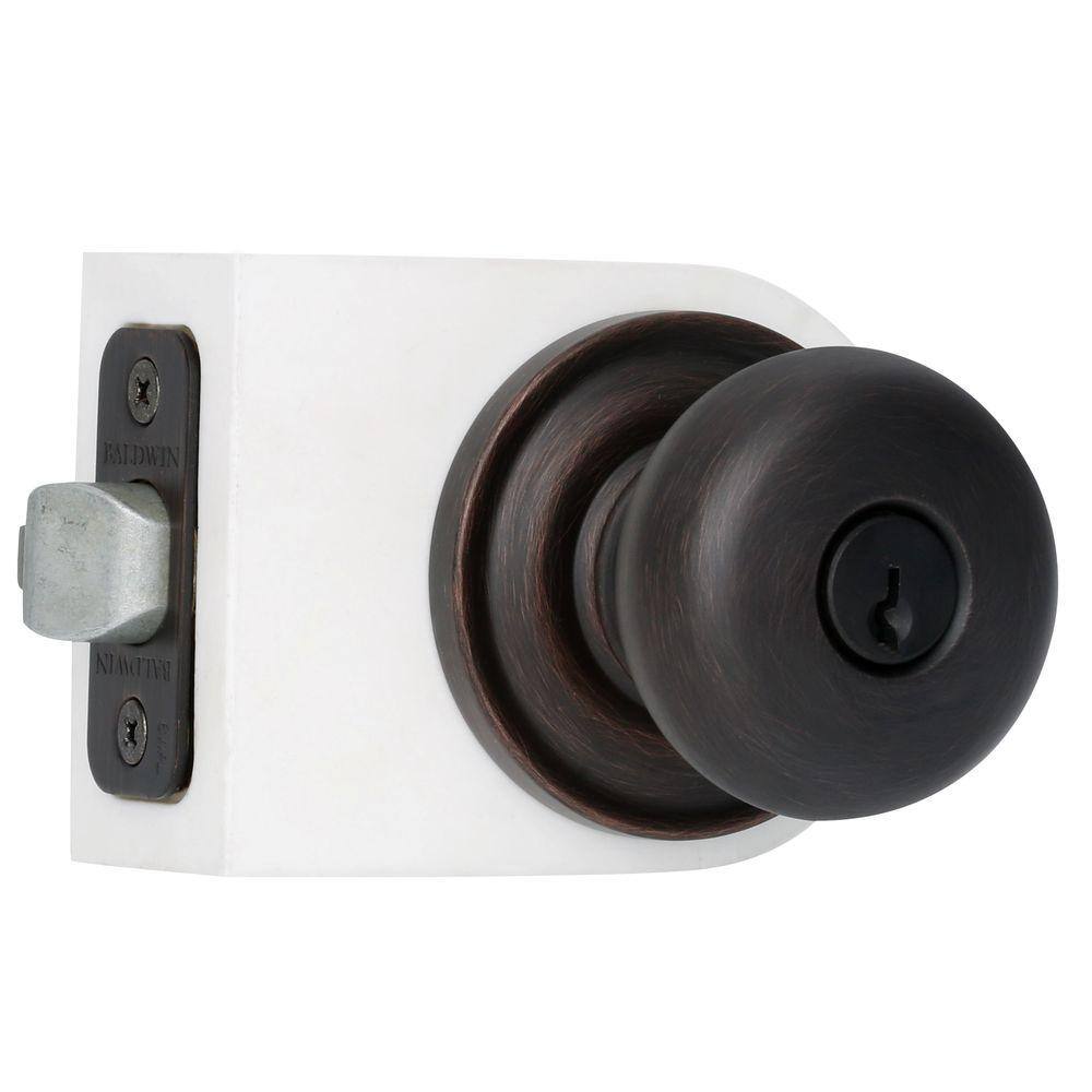 Baldwin Reserve Round Bronze Keyed Entry Door Knob with