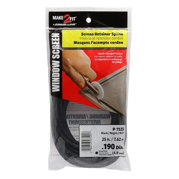 Screen Retainer Spline, 0.19 in., 25 ft., Black