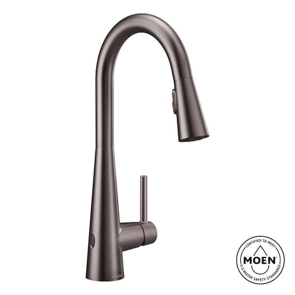 Sleek Touchless Single-Handle Pull-Down Sprayer Kitchen Faucet with MotionSense Wave in Black Stainless