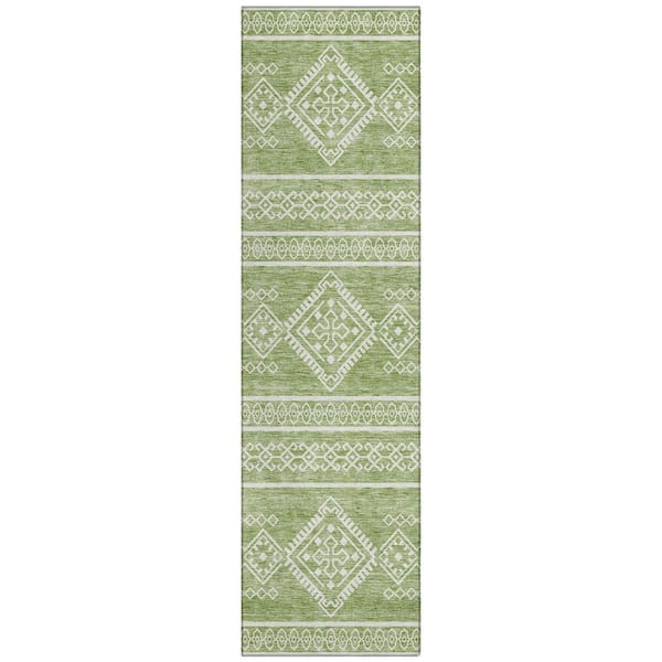 Addison Rugs Chantille Machine Washable Indoor/Outdoor Abstract ACN901 Green 2 ft. 3 in. x 7 ft. 6 in. Area Rug