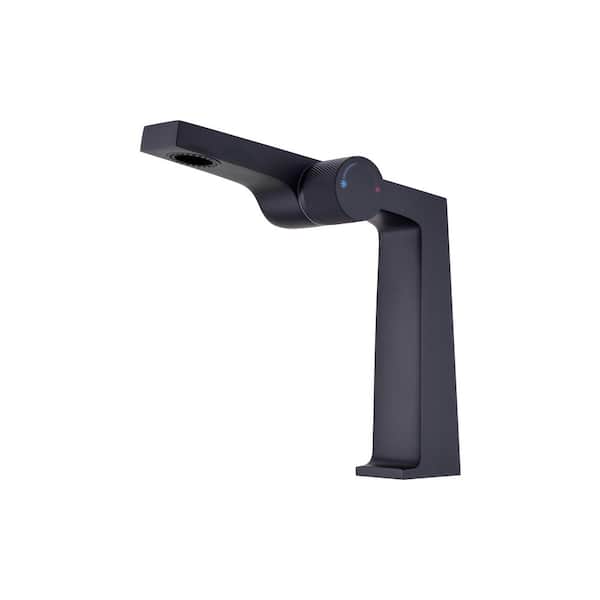 Rotary Switch Bathroom Faucet Single-Handle Single Hole in Black