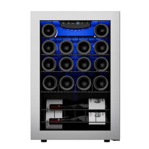 Single Zone 22-Bottle Freestanding Wine Cooler Fridge Cellar Cooling Unit in Stainless Steel with Trimless Front Door