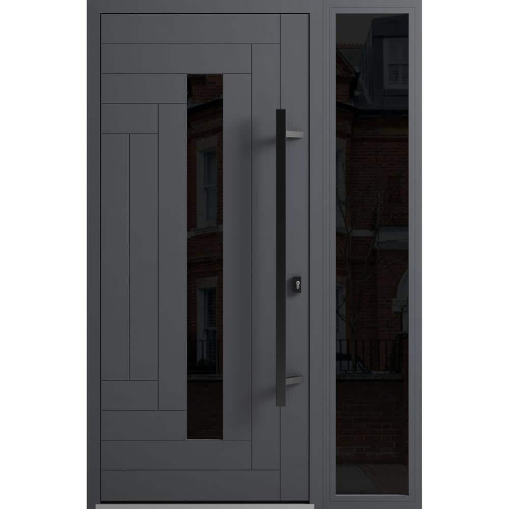 Vdomdoors In X In Left Hand Inswing Sidelights Tinted Glass Grey Steel Prehung