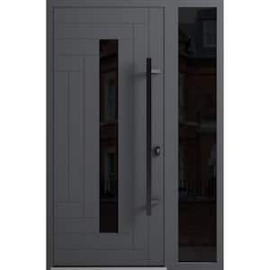 0130 48 in. x 80 in. Left-hand/Inswing Sidelights Tinted Glass Grey Steel Prehung Front Door with Hardware