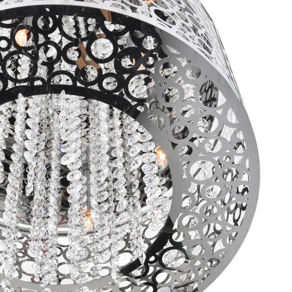 Chrome Mini Drum Shade Pendant Light with Bubble Cut-Outs