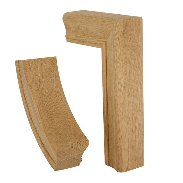 EVERMARK Stair Parts 7299 Unfinished Red Oak Straight 2-Rise Gooseneck No Cap Handrail Fitting