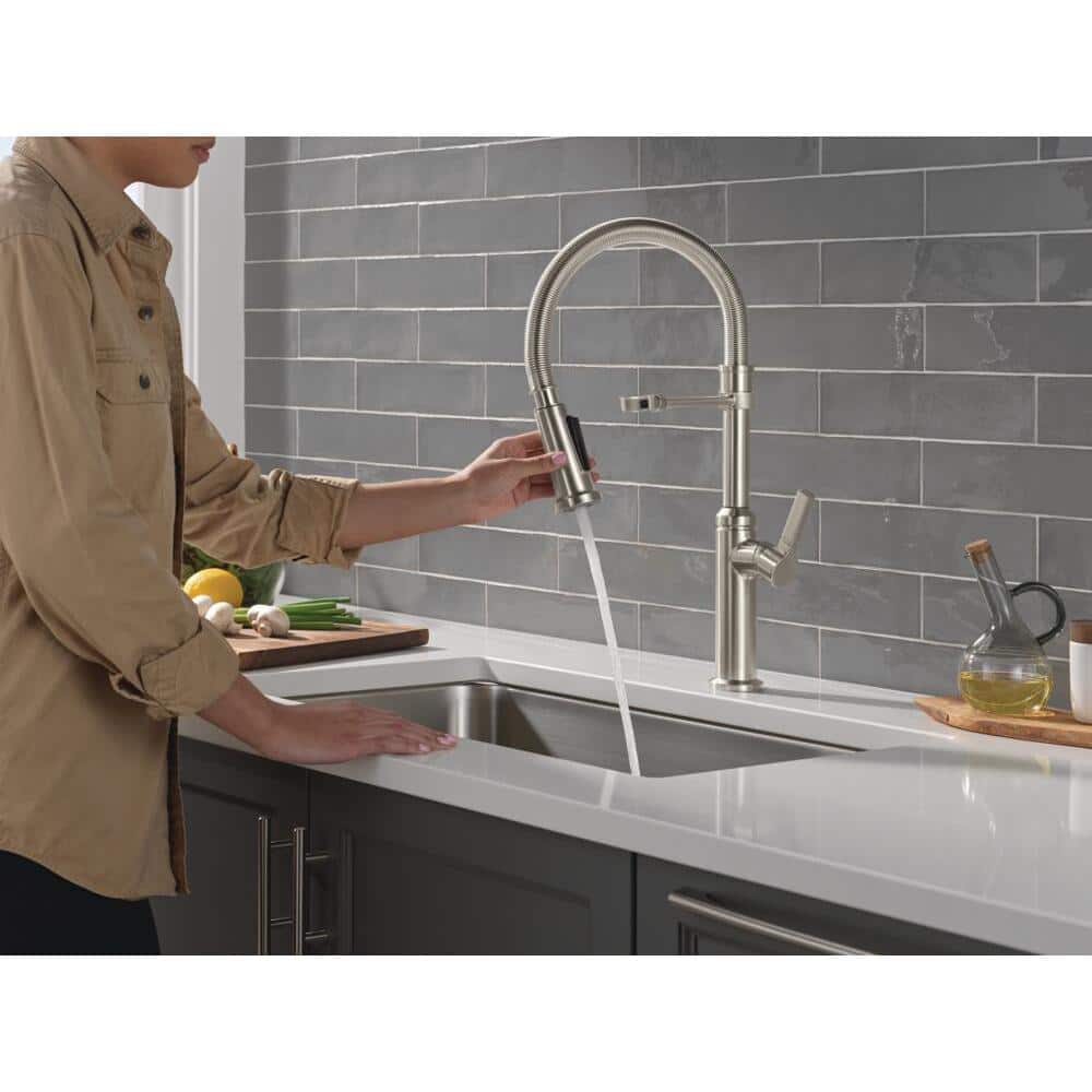 Stainless Steel Commercial Kitchen Faucet with Pull-Down Sprayer