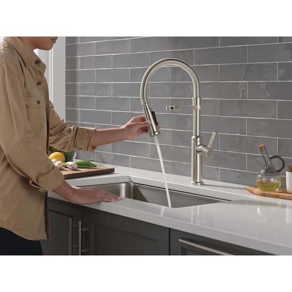 Rhett Single Handle Pull Down Sprayer Kitchen Faucet with Spring Spout in Stainless