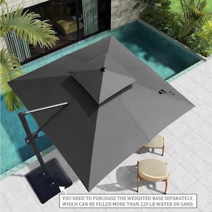 11 ft. x 11 ft. Double Top Cantilever Tilt Patio Umbrella in Dark Gray