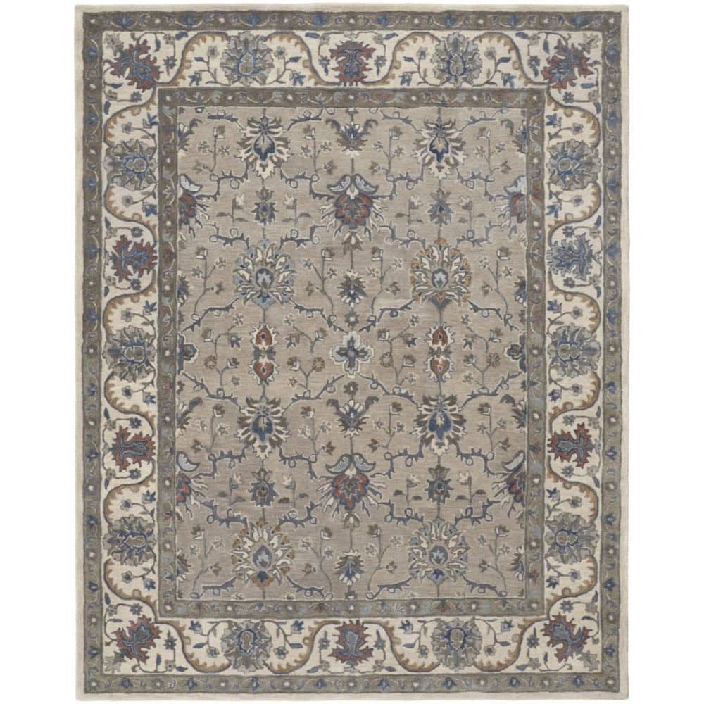 HomeRoots 5 x 8 Ivory, Blue Floral Area Rug 2000514811 - The Home Depot