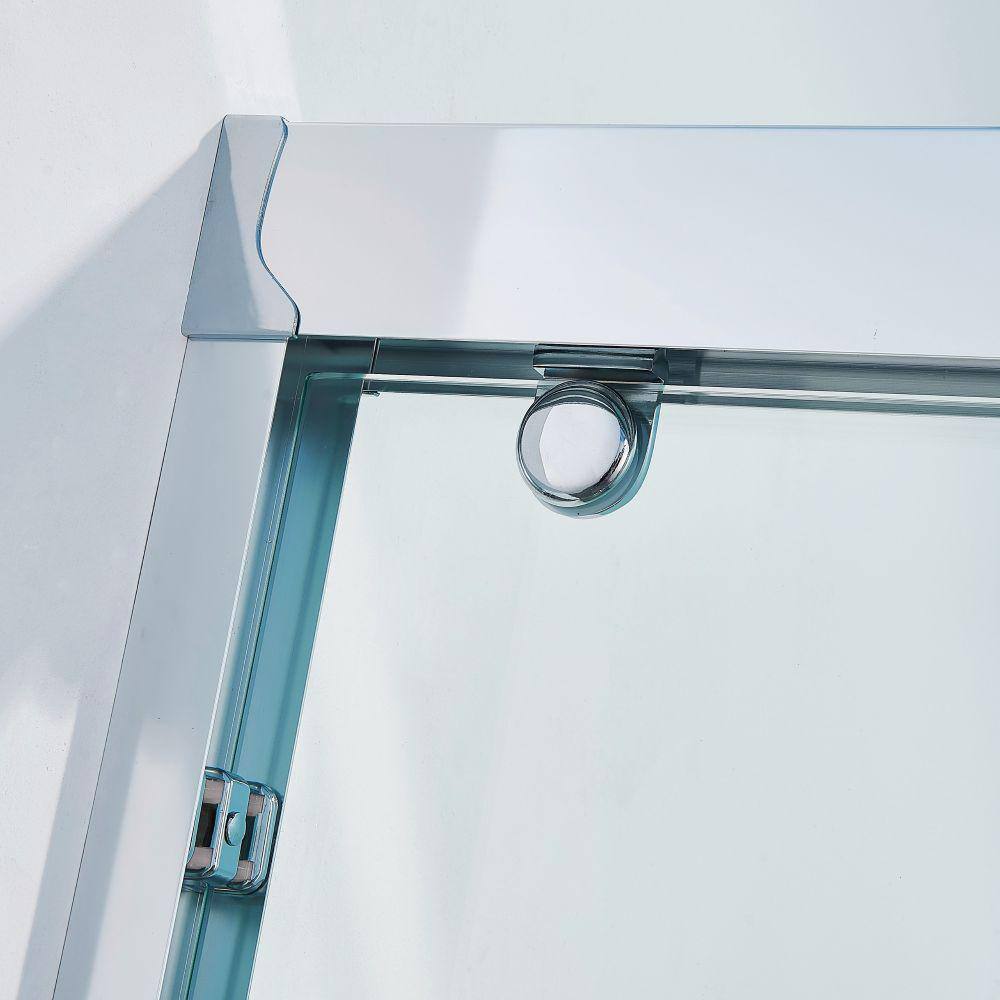 Chrome Aluminum Double Sliding Shower Door with Clear Tempered Glass