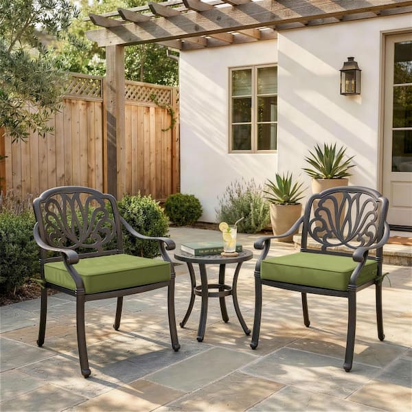 22 in. x 22 in. x 4 in. (2-Pack) Square Outdoor Patio Seating Repacement Lounge Chair Dining Seat Cushion Light Green
