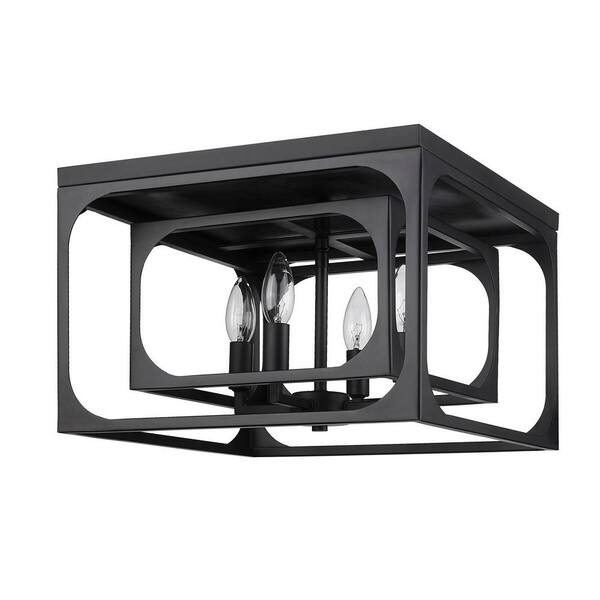 Unbranded - Easton 15 in. 4-Light Matte Black Flush Mount