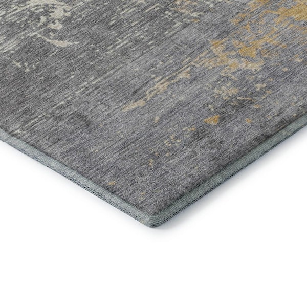 Mayfield Premium Machine Washable Abstract AMF1777 Gold 10 ft. x 14 ft. Area Rug