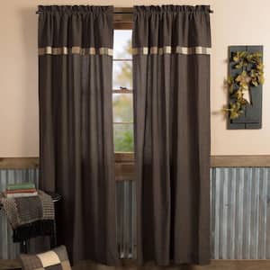 Kettle Grove 40 in W x 84 in L Attached Valance Light Filtering Rod Pocket Curtain Panel Black Dark Creme Khaki Pair