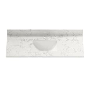 49 in. W x 22 in. D Engineered Stone Composite White Square Single Sink Bathroom Vanity Top in Carrara Jade