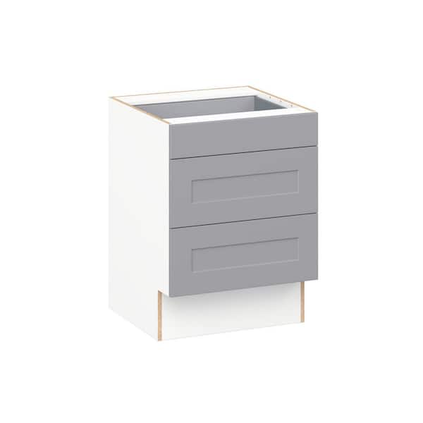 Roseland 24 in. W x 24 in. D x 32.5 in. H Assembled Shaker Accessible ADA Drawer Base Kitchen Cabinet in Slate Gray