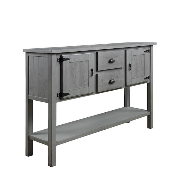 Unbranded Antique Gray Wood 48.03 in. Sideboard Console Table with 2 Drawers and Cabinets and Bottom Shelf