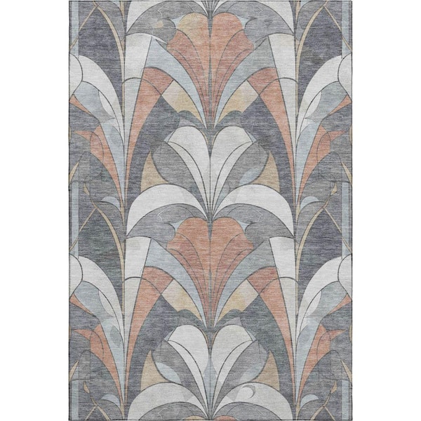 Mayfield Premium Machine Washable Abstract AMF2174 Gray 10 ft. x 14 ft. Area Rug