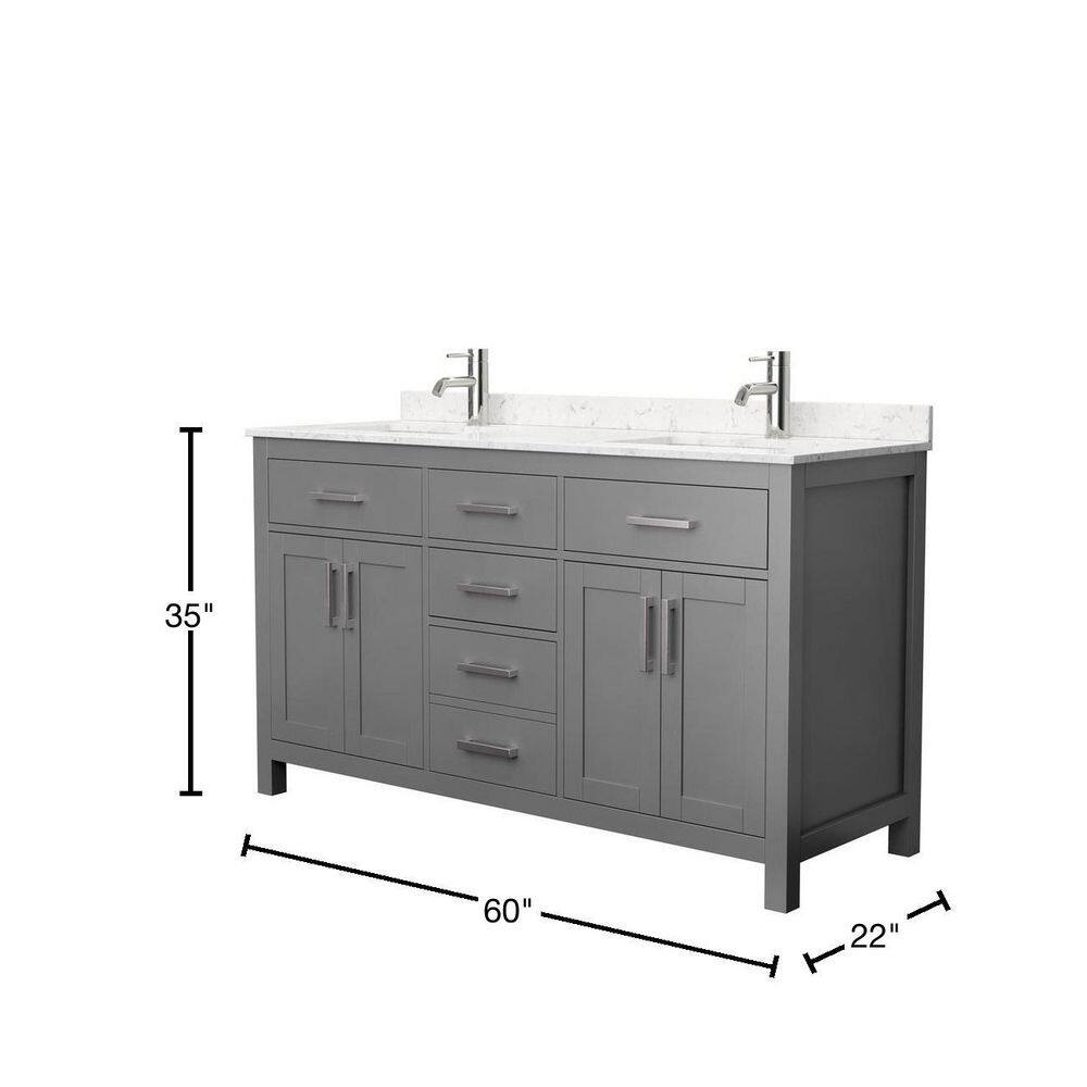 Beckett 60" Dark Gray Double Bathroom Vanity with Cultured Marble Top