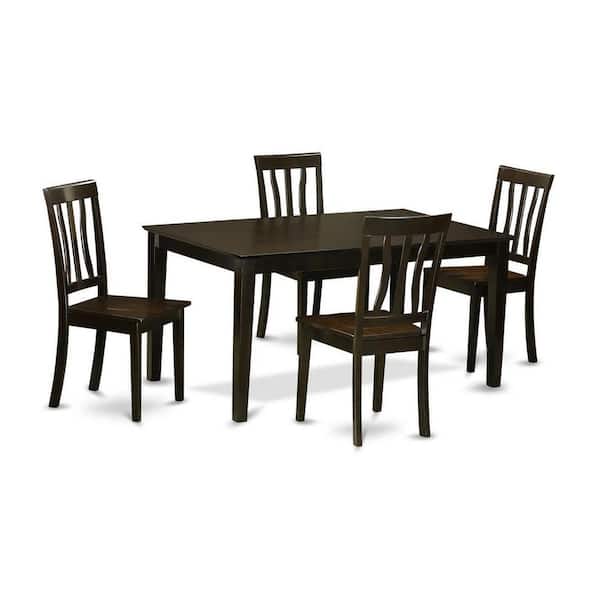 East West Furniture 5-Piece Cappuccino Solid Wood Top - Dining Room Set - Seats 4