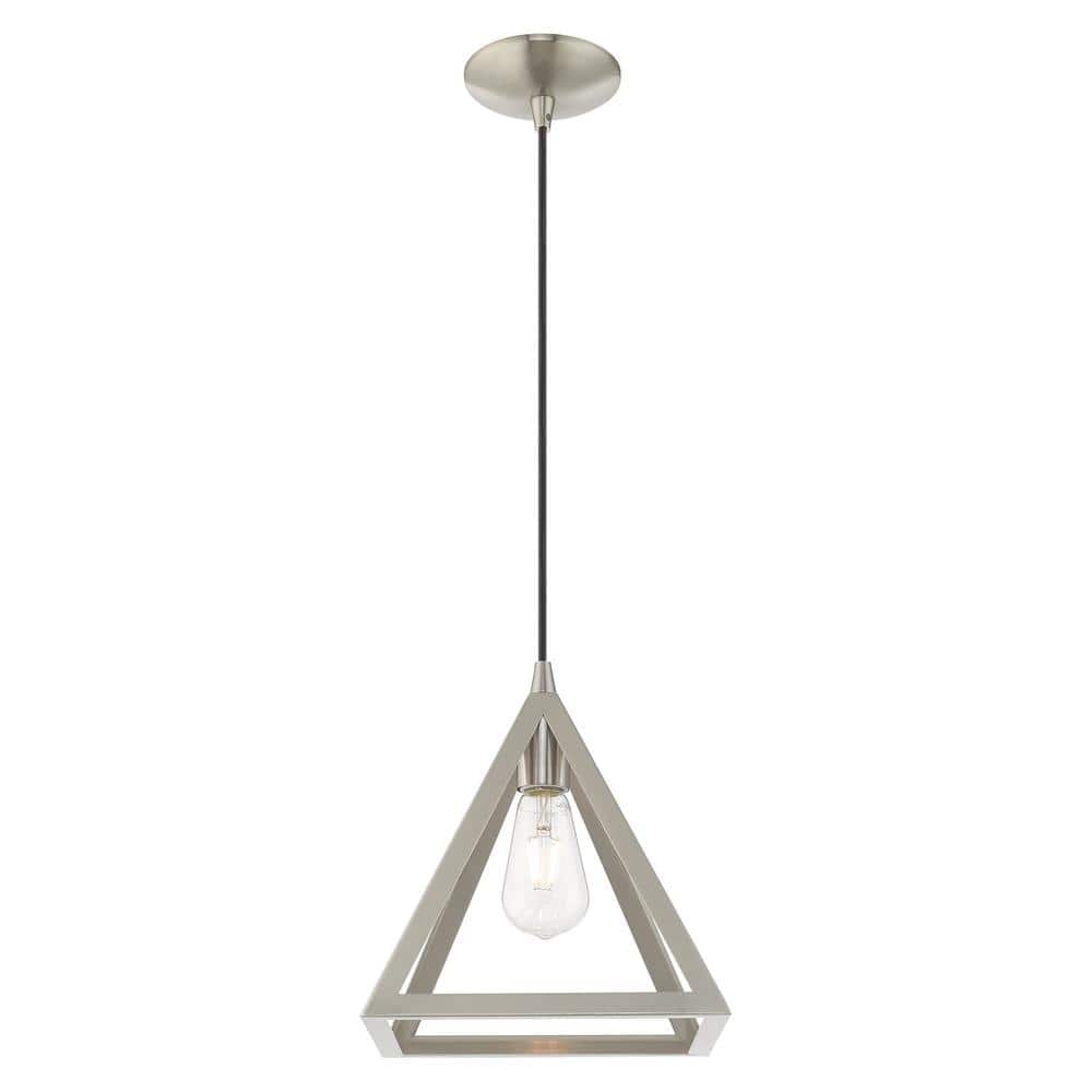 Brushed Nickel Mini Pendant Light with Geometric Shade