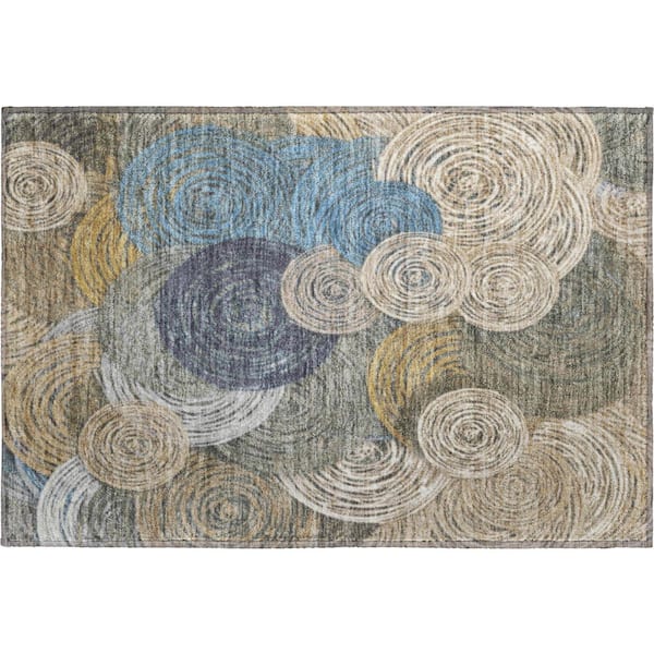 Mayfield Premium Machine Washable Abstract AMF2267 Beige 2 ft. x 3 ft. Accent Rug