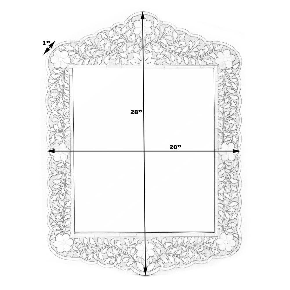 Artisan Crafted Gray and White Bone Inlay 95" Bathroom Vanity Mirror