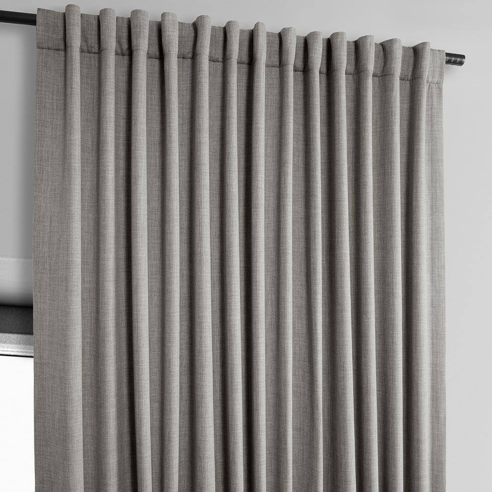 Clay Textured Faux Linen 96" Blackout Window Curtain