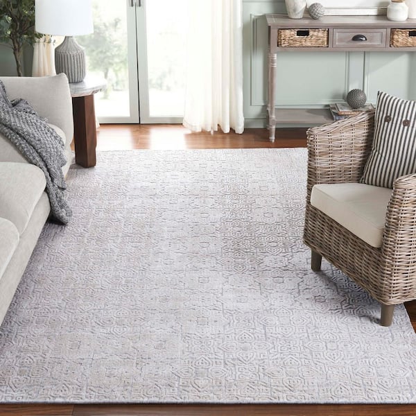 Mirage 6 ft. x 9 ft. Silver High-Low Geometric Trellis Area Rug